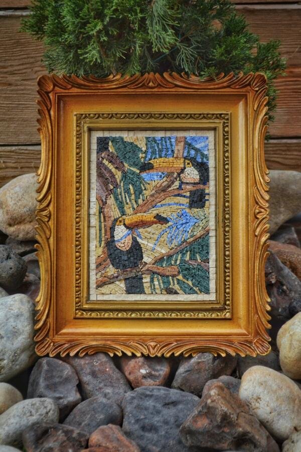 Gilded Harmony Avian Mosaic